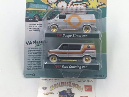 Johnny Lightning 2 Pack 1976 Dodge and 1977 Ford Boogie Vans White Lightning For Discount