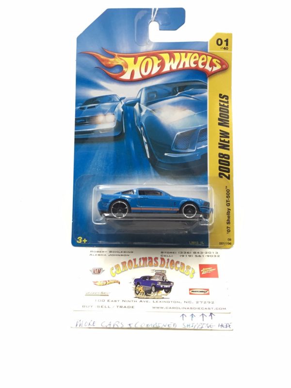 2008 Hot wheels #1 2007 Shelby GT-500 Blue MM4 Fashion