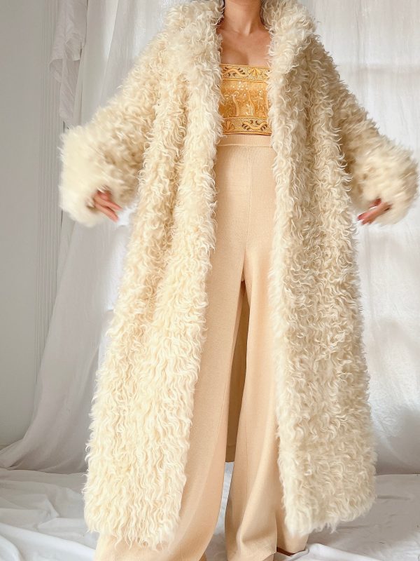 1970s Curly Wool Long Coat - M Online Sale