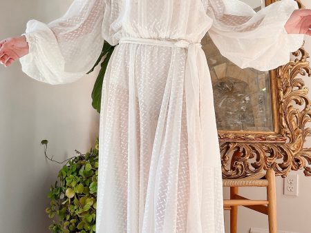 Vintage Sheer Balloon Sleeve Dress - S-M For Cheap