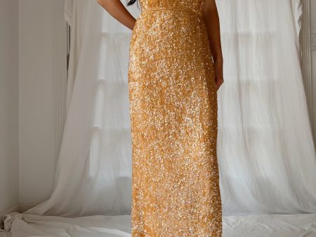 1960s Marigold Silk Sequins Dress - XS 2 Supply