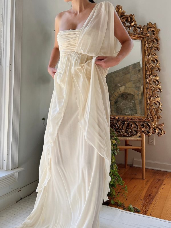 Silk One Shoulder Gown - S For Cheap