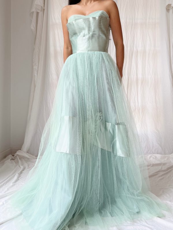 1950s Seafoam Tulle Gown - XS Hot on Sale