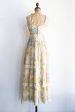 1970s Yellow Cotton Floral Maxi Dress - S Cheap