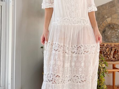 1910 1920s Cotton Embroidered Dress - M L Fashion