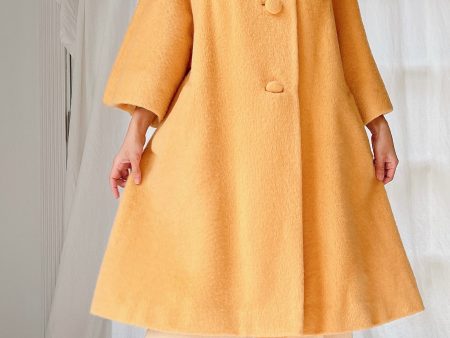 1960s Rare Marigold Wool Fox Fur Collar Coat - M Discount