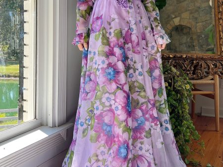 Vintage Nylon Chiffon Floral Dress - S Online