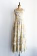 1970s Yellow Cotton Floral Maxi Dress - S Cheap