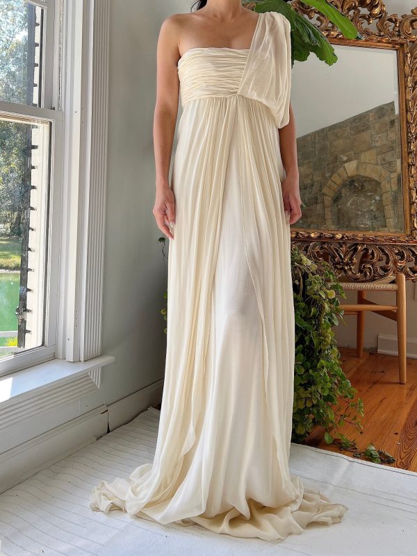 Silk One Shoulder Gown - S For Cheap