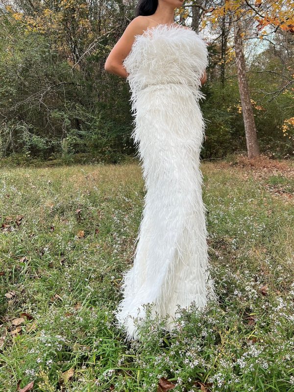 Ostrich Strapless Feather Dress - S 4 6 Hot on Sale