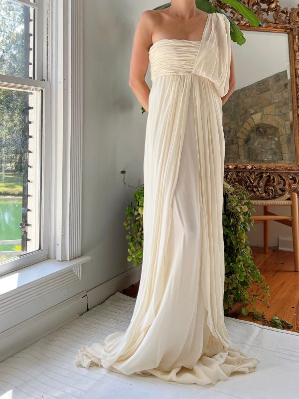 Silk One Shoulder Gown - S For Cheap