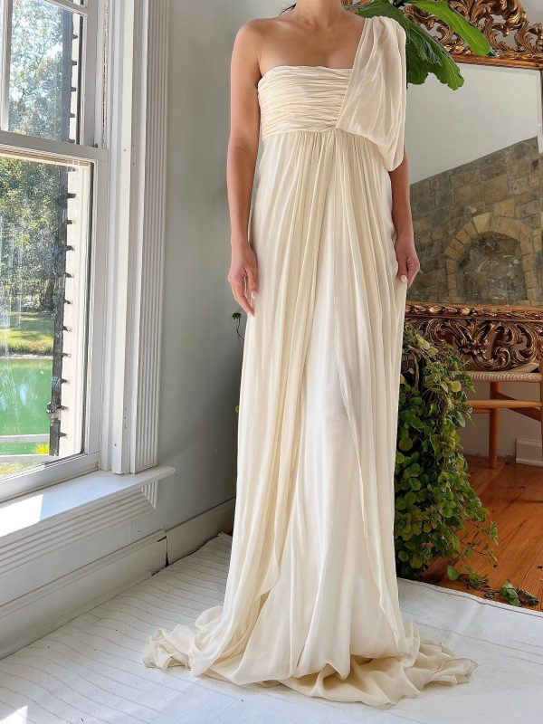 Silk One Shoulder Gown - S For Cheap