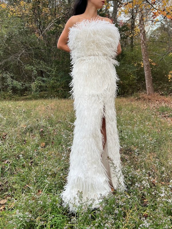 Ostrich Strapless Feather Dress - S 4 6 Hot on Sale