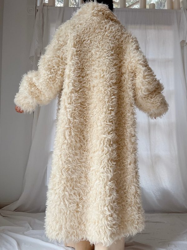 1970s Curly Wool Long Coat - M Online Sale