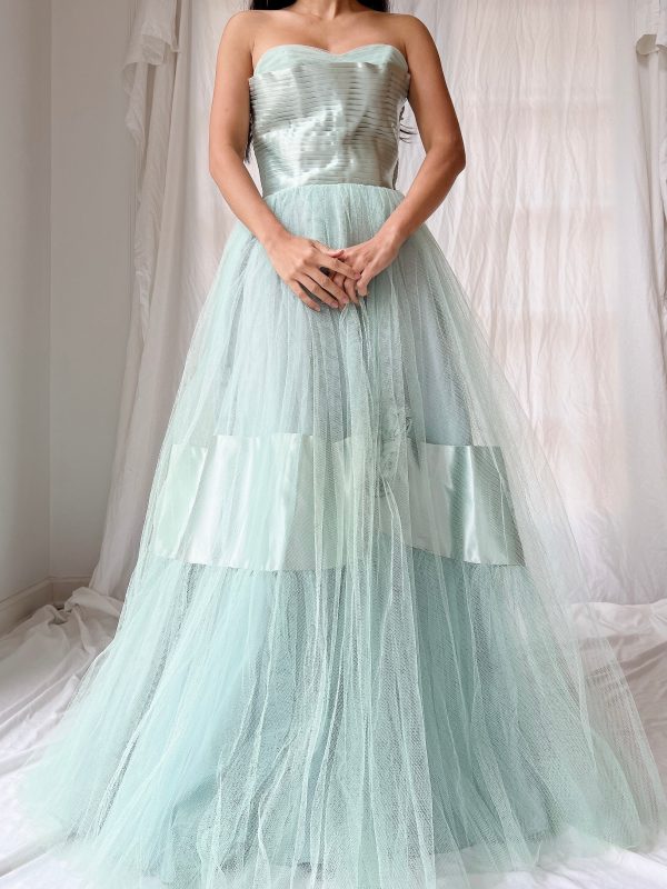 1950s Seafoam Tulle Gown - XS Hot on Sale