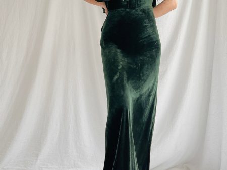 1930s Silk Crushed Velvet Gown with Cape - S Discount