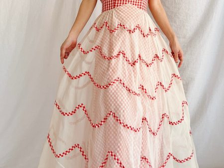 1930s Gingham Organdy Dress - S Discount