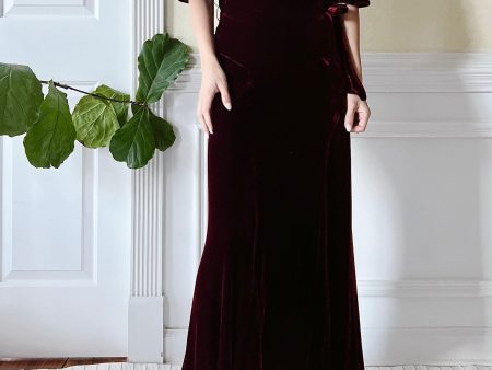 1930s Ruby Silk Velvet Dress - S Online