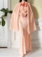 1930s Peach Pink Silk Chiffon Dress and Cape - S M Sale