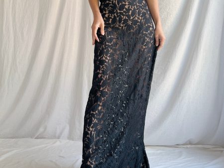 1930s Black Lace Gown - M Online Hot Sale