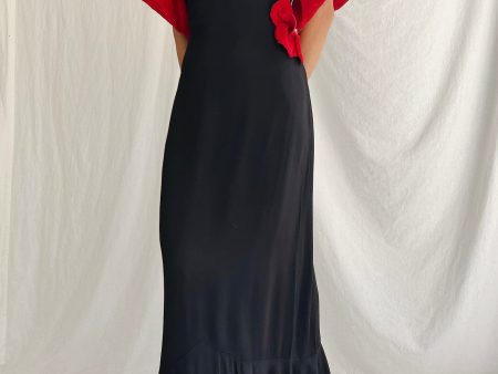 1930s Rayon and Velvet Dress - XS For Sale