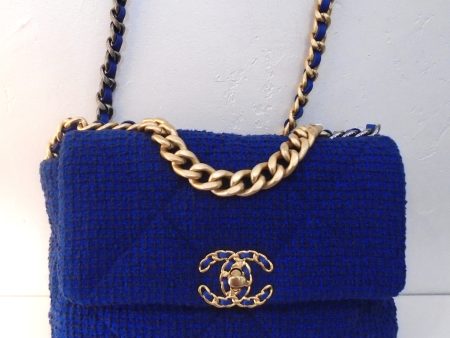 Chanel Vintage 19 Cobalt Tweed For Cheap