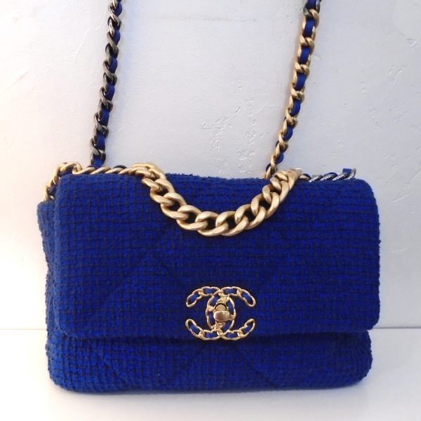 Chanel Vintage 19 Cobalt Tweed For Cheap