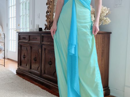 Y2K Teal and Yellow Gown - XS Discount