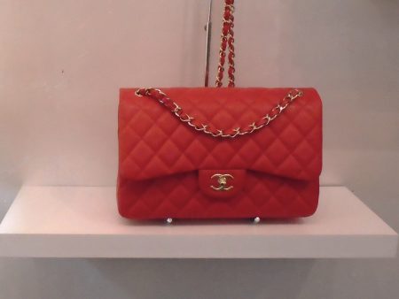 Chanel Vintage Red Jumbo Double Flap Discount