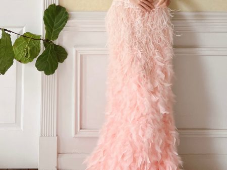 Y2K Soft Peach Feather Skirt - XS For Sale