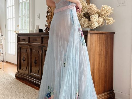 1930s Blue Sheer Tulle Dress - XS For Discount