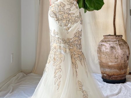 Y2K Silk Beaded Embroidered Gown - M For Cheap