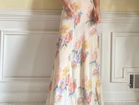 1930s Floral Rayon Chiffon Dress - S For Cheap