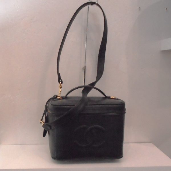 Chanel Vintage Black Caviar Vanity Bag For Sale