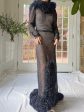 1930s Metallic Woven Navy Blue Gown - M Fashion