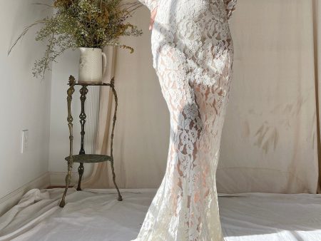 1930s Lace Long Sleeve Gown - XS Sale