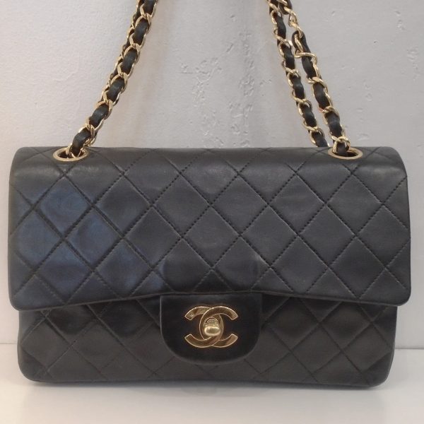 Chanel Vintage Black Lambskin Double Flap 23 Online Sale