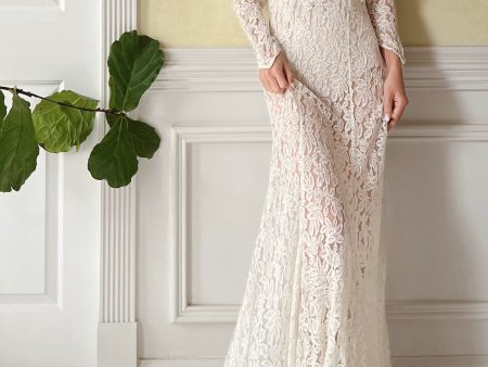 1930s Puff Sleeves Lace Wedding Gown - S Online