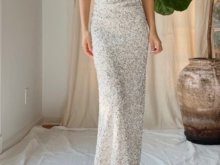 Y2K Silk White Silver Gown - S Online Sale