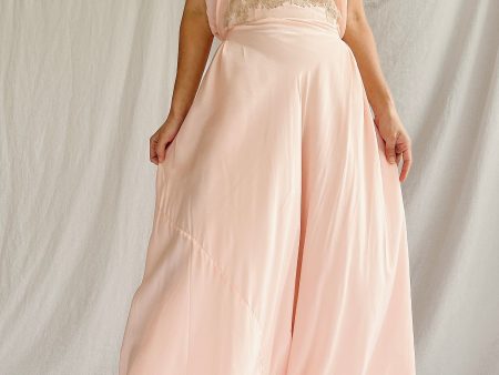 1930s Peach Silk Slip Dress - S M Fashion