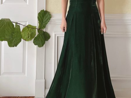 1930s Emerald Silk Velvet Gown - S Discount