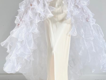 Y2K White Sheer Cape - OSFM Hot on Sale