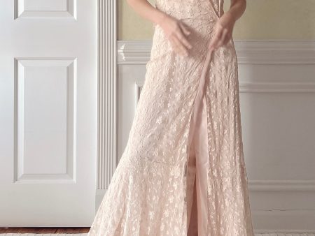 1930s Peach Needle Lace Dressing Gown  - XS S Hot on Sale