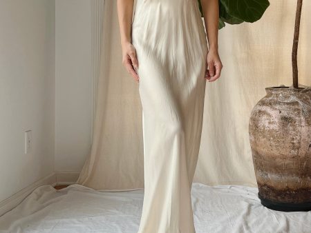 1930s Pale Celadon Silk and Lace Gown - S M Cheap