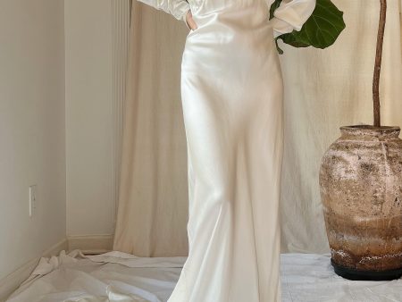 1930s Candlelight Satin Long Sleeve Gown - XS Online Hot Sale