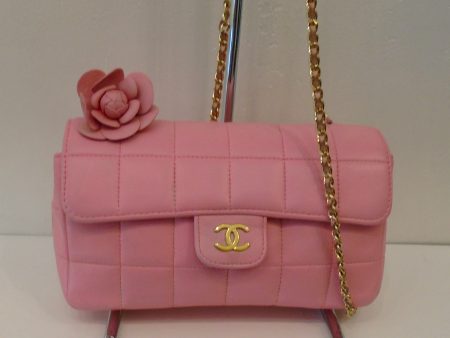 Chanel Vintage Limited Edition Pink Lambskin Chocolate Bar Flap Cheap