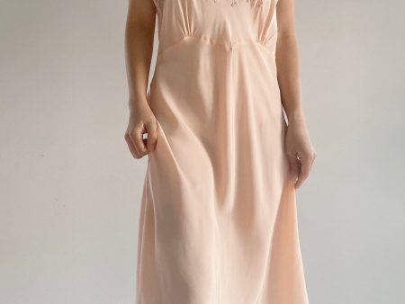 1930s Dusty Pink Rayon Satin Bias Slip Gown - S M Discount