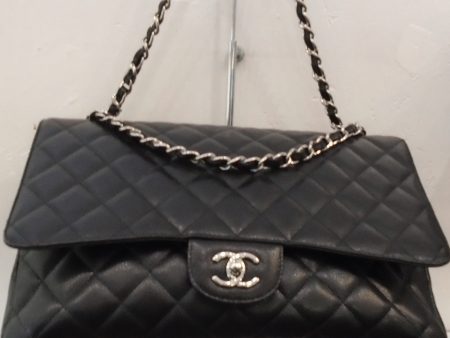 Chanel Vintage  Black Caviar Maxi with Silver Hardware Online now