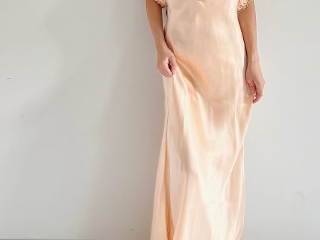 1930s Peach Silk Charmeuse Gown - M For Sale