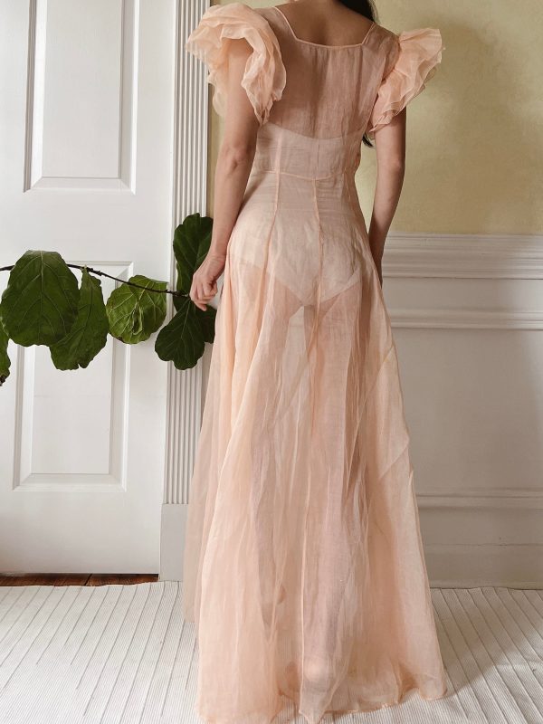 1930s Peach Organdy Dress - XS Online Hot Sale